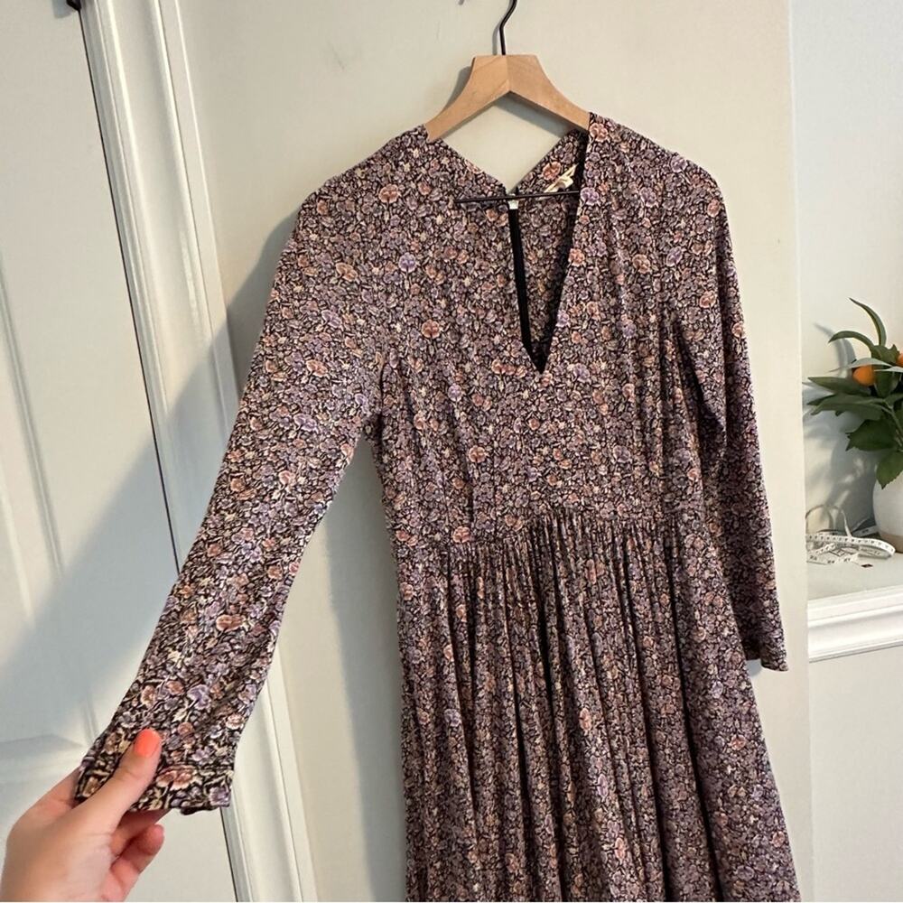 Rebecca Taylor V Neck Purple Floral Mini Dress 6 - Picture 12 of 13